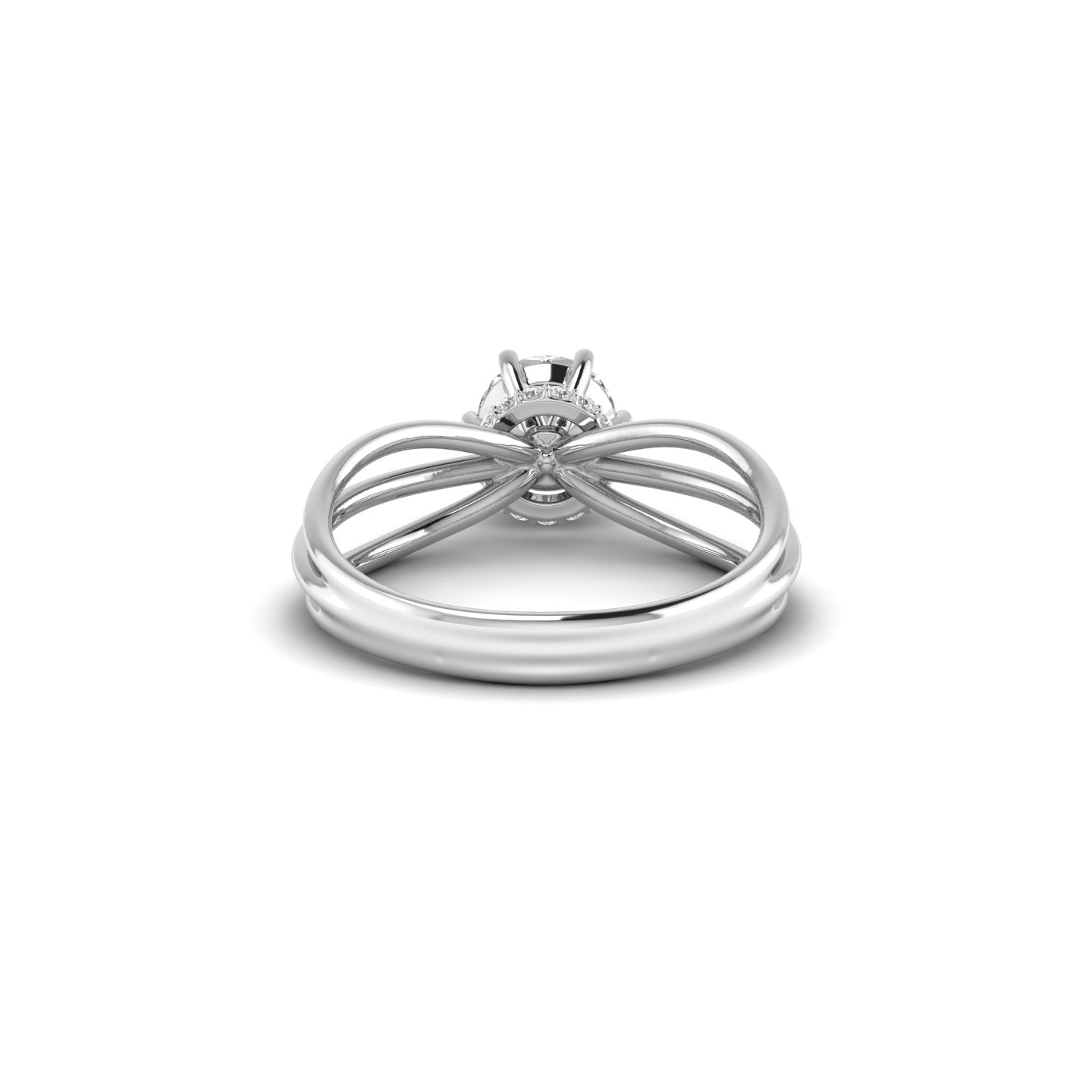 White Gold Studded 0.908 Carat Lab Grown Diamond Ring-E Color VVS Clarity.